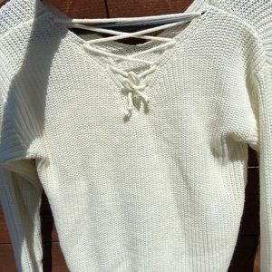Teen fuzzy white sweater